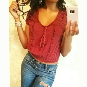 NWOT Red Boho Charlotte Russe Crop Top